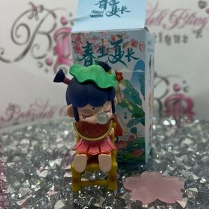 Rolife x Nancy doll Cute Blue-Haired Figurine Eating Watermelon - Pink Dress